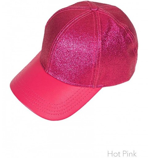 Baseball Caps Shiny Glitter Baseball Cap - Hot Pink - CM12LHKUEHR $19.85