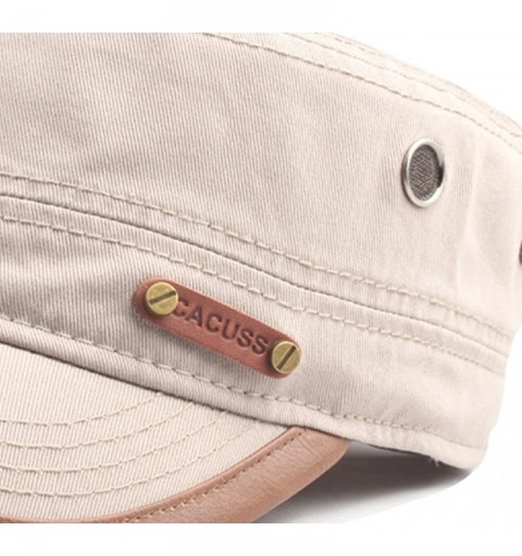 Baseball Caps Men's Cotton Army Cap Cadet Hat Military Flat Top Adjustable Baseball Cap - P0059_beige - CA12NYOK3YA $17.52