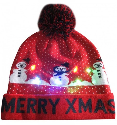 Bomber Hats LED Light-up Knitted Hat Ugly Sweater Holiday Xmas Christmas Beanie Cap - C - CY18ZMR8YQ6 $12.17