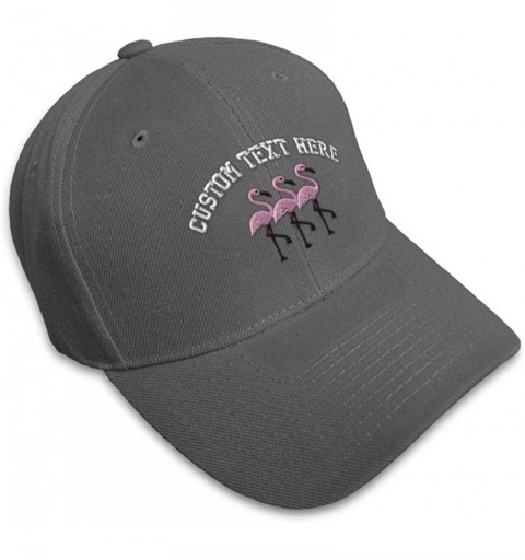 Baseball Caps Custom Baseball Cap Pink Flamingos Embroidery Acrylic Dad Hats for Men & Women - Dark Grey - CX18SDIYIOI $17.70