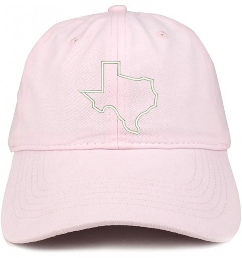 Baseball Caps Texas State Outline Embroidered Brushed Cotton Dad Hat Cap - Light Pink - CZ185HO4YNE $15.22
