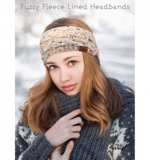 Cold Weather Headbands 4 Pieces Women Warm Fuzzy Fleece Lined Headband Winter Knit Ear Warmer Headwrap Confetti Thick Cable H...