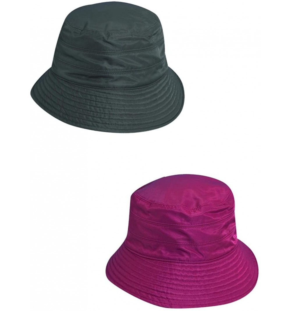 Bucket Hats Classico Women's Tapered Water Repellent Rain Hat (Pack of 2) - Wine/Charcoal - CH183OZAR4U $37.38