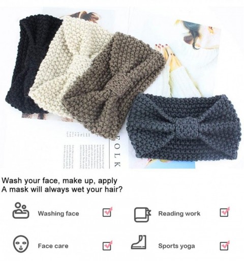 Headbands Womens Winter Knitted Headband - Soft Crochet Bow Twist Hair Band Turban Headwrap Hat Cap Ear Warmer - CE18KHU8GGN ...
