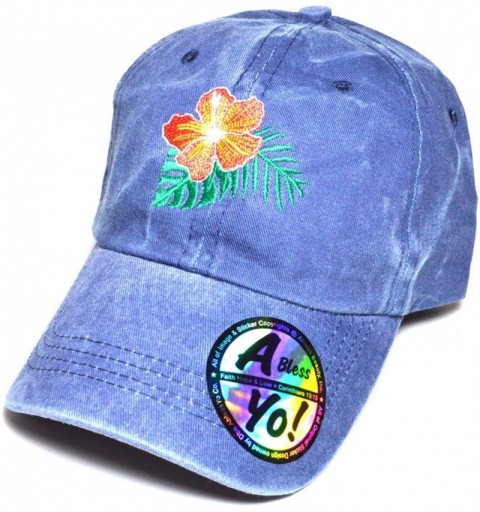 Baseball Caps Hawaii Flower Lei Embroidered Premium Quality Cotton Hat Golf Baseball Cap AYO1036 - Blue - C1186IEYR72 $10.70