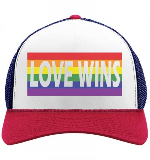 Baseball Caps Love Wins Pride Parade Hat Gay & Lesbian Pride Rainbow Flag Trucker Hat Mesh Cap - Blue/White/Red - CW18CU6SYAR...