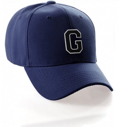 Baseball Caps Classic Baseball Hat Custom A to Z Initial Team Letter- Navy Cap White Black - Letter G - CB18IDTLNIO $10.23