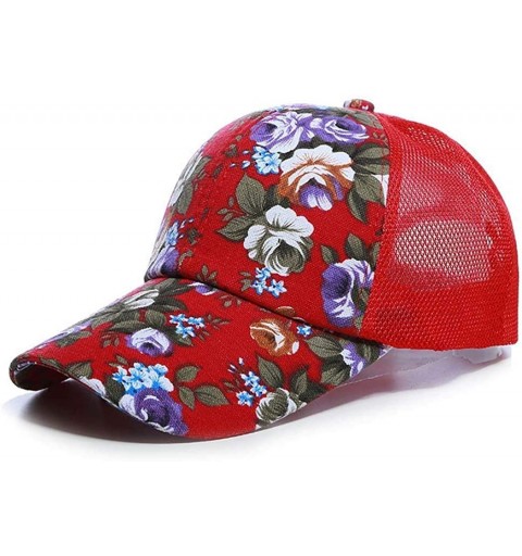 Baseball Caps Unisex Casual Floral Headwear Stretchy Soft Hats Comfort Baseball Cap Baseball Caps - Red - CE18RDSNWGZ $27.65