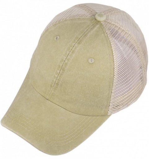 Baseball Caps Mesh Baseball Cap- Unisex Plain Washed Cotton Twill Vintage Adjustable Summer Trucker Hat - 4-khaki - CA18RCQ05...