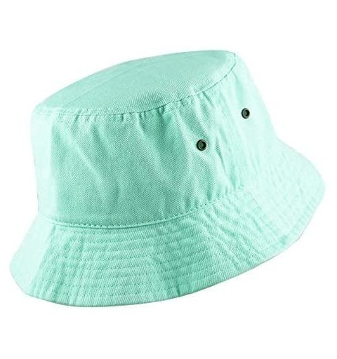 Bucket Hats Unisex 100% Cotton Packable Summer Travel Bucket Beach Sun Hat - Aqua - CY18D4U5ZRH $12.84