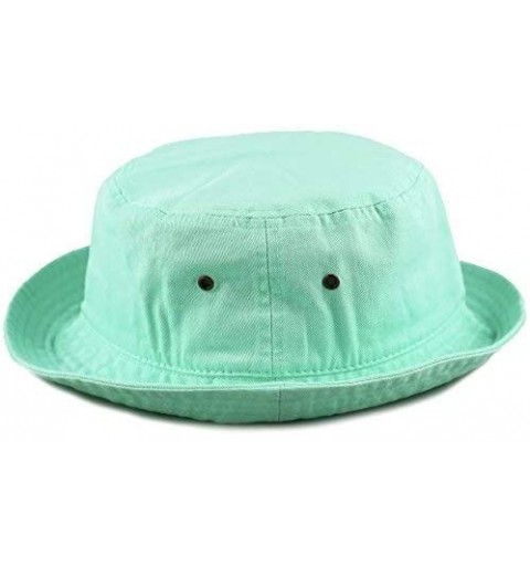 Bucket Hats Unisex 100% Cotton Packable Summer Travel Bucket Beach Sun Hat - Aqua - CY18D4U5ZRH $12.84