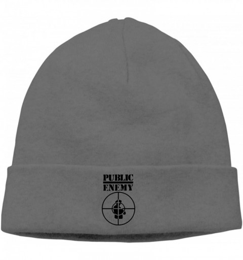 Skullies & Beanies Mens & Womens Public Enemy Skull Beanie Hats Winter Knitted Caps Soft Warm Ski Hat Gray - Deep Heather - C...