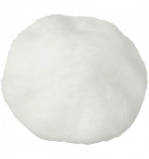 Berets Solid Color Angora French Beret Furry Artist Flat Winter Hat - White Without Tab - CO193G5GOHA $34.48