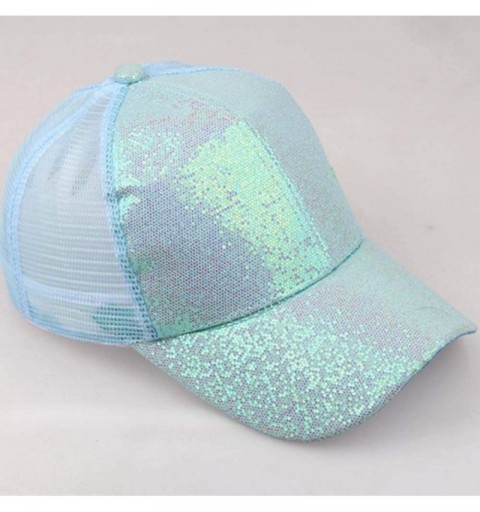 Baseball Caps Baseball Hat CieKen Ponytail Baseball Cap 2019 Women Sequins Shiny Messy Bun Snapback Hat Sun Caps - Blue - C51...