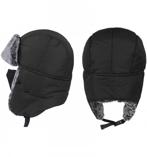 Bomber Hats Winter Warm Trapper Hat with Windproof Mask Winter Ear Flap Hat for Men Women - Black - CZ18M5O7SZN $15.11
