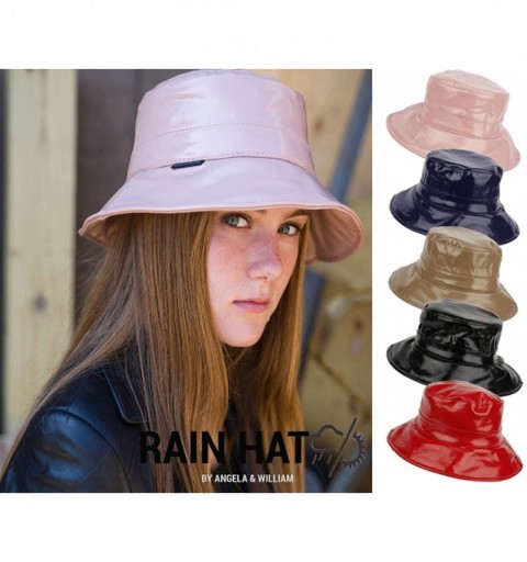 Rain Hats Women's Rain Hats Waterproof Rain Hat Wide Brim Bucket Hat Rain Cap - Cl4093black - CJ1923CMTAN $15.32