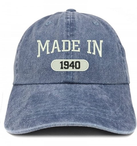 Baseball Caps Made in 1940 Embroidered 80th Birthday Washed Baseball Cap - Navy - CU18C7H93CG $20.69