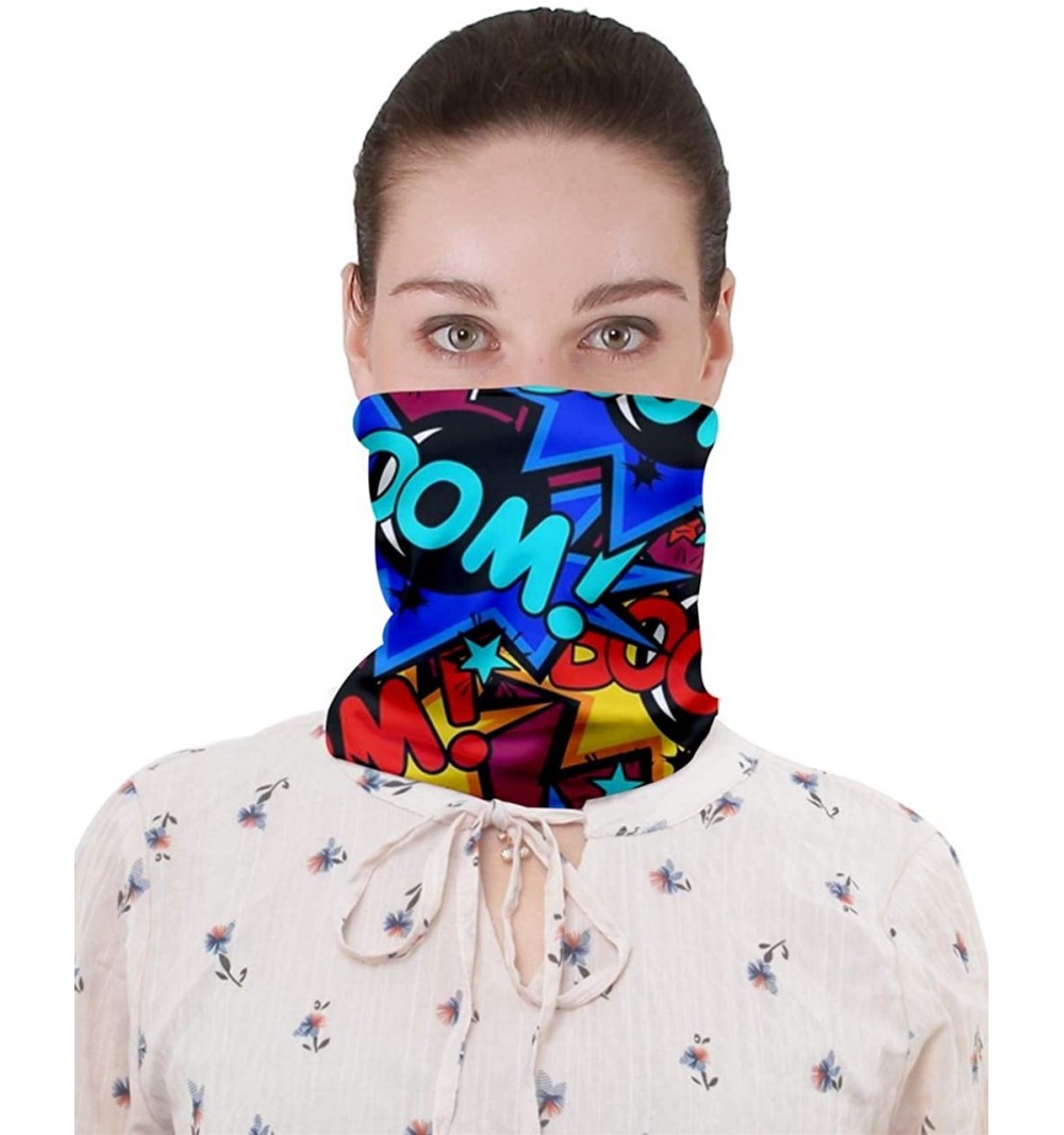 Headbands Womens Multi-Functional Face Mask Emotions Emoji Smile Face Lips Pop Art Adult Mouth Cover Bandanas - Blue Art - C6...