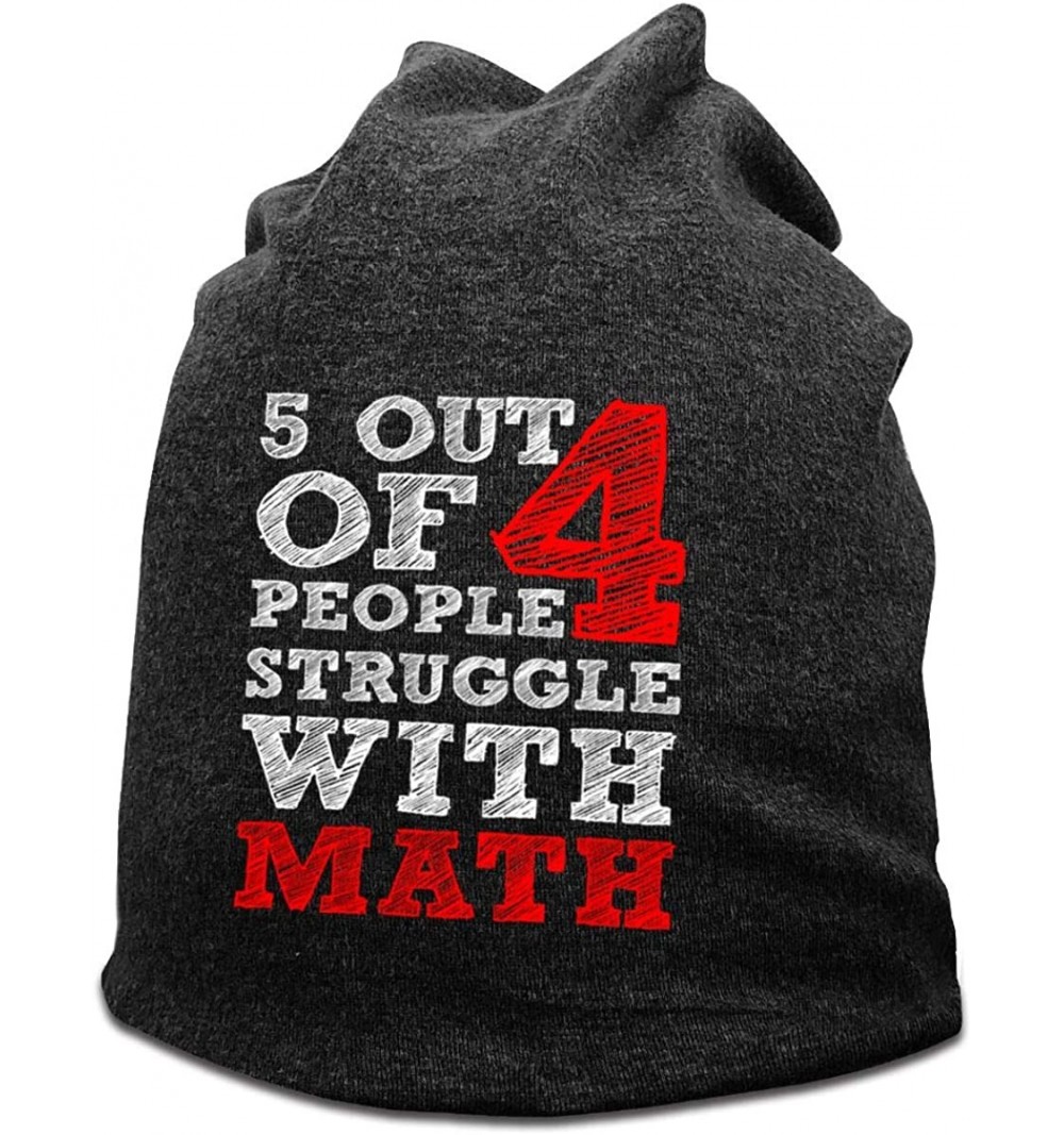 Skullies & Beanies 5 Out of 4 People Struggle with Math Shirt Beanie Hats Daily Ski Caps for Girls - Deep Heather - CW18Z0T8R...
