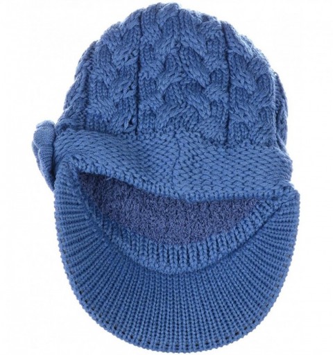 Newsboy Caps Womens Winter Chic Cable Warm Fleece Lined Crochet Knit Hat W/Visor Newsboy Cabbie Cap - CT18KLIL33M $17.02