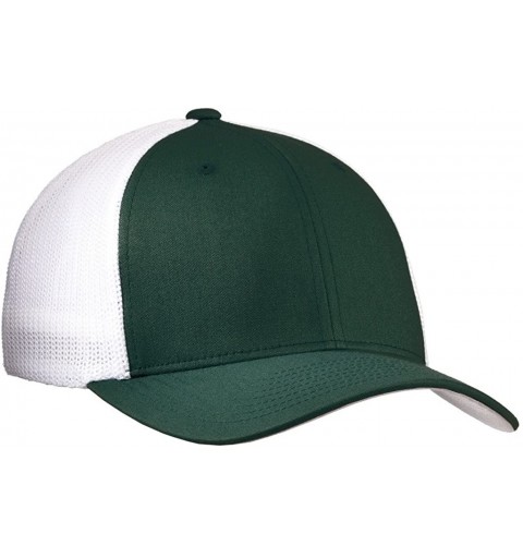 Baseball Caps Mesh Back Flex-Fit Trucker Style Caps - Forest Green/ White - CN126M541DP $12.41