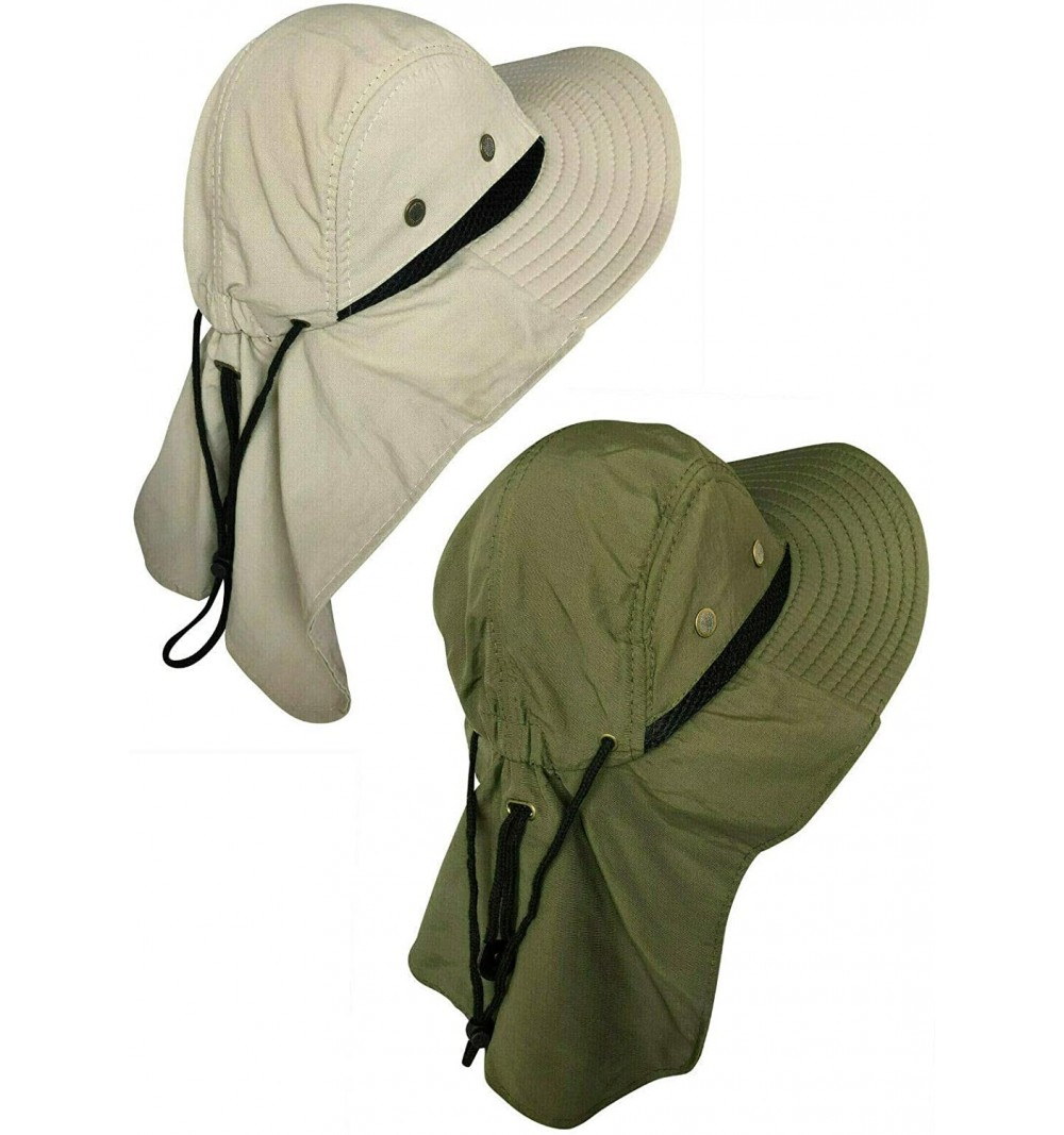 Sun Hats Men Women Boonie Bucket Hat with Neck Flap Wide Brim UV Protection Sun Hat Cap Packable Adjustable - CS18R4ORYIQ $19.67