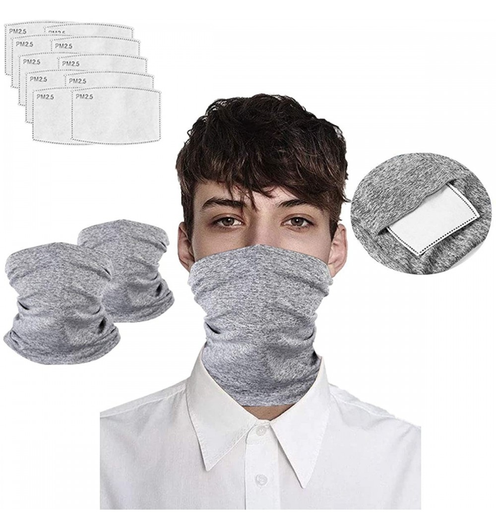 Balaclavas 2 Pcs Scarf Bandanas Neck Gaiter with 10 PcsSafety Carbon Filters for Men and Women - Gray - C519840642O $19.71