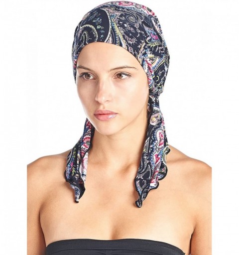 Skullies & Beanies Pre Tied Bandana Turban Chemo Head Scarf Sleep Hair Cover Hat - Pink Blue Paisley - CP1863YUNK9 $13.02