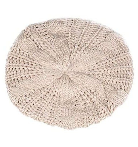 Berets Women Ladies Beret Beanie Hat Winter Knitted Crochet Slouchy Knit Baggy Ski Cap Outdoor Black - CL18ZELCT63 $9.27