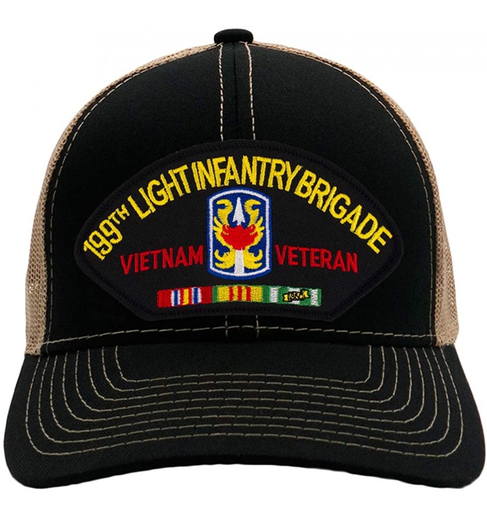 Baseball Caps 199th Light Infantry Brigade - Vietnam Hat/Ballcap Adjustable One Size Fits Most - Mesh-back Black & Tan - CI18...