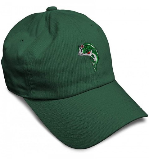 Baseball Caps Custom Soft Baseball Cap Fish Sea Bass Embroidery Dad Hats for Men & Women - Forest Green - C018SEIQD90 $13.65