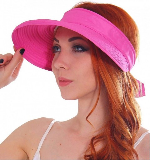Sun Hats Hats for Women UPF 50+ UV Sun Protective Convertible Beach Visor Hat - Rose - CU11DMLT72N $17.08