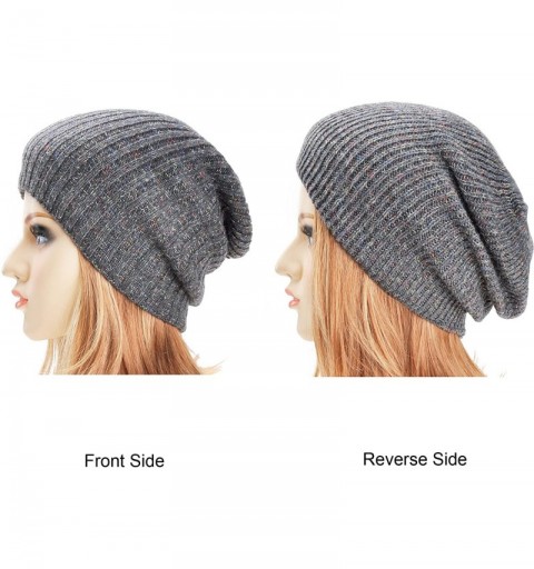 Skullies & Beanies Unisex Trendy Double Layers Reversible Warm Oversized Cable Knit Slouchy Beanie - Grey 2 - C2186XUSTIH $8.18