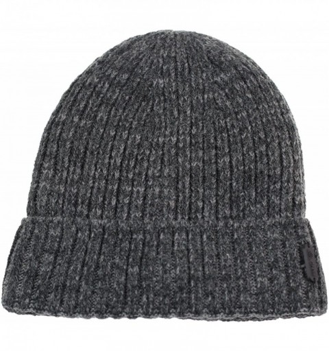 Skullies & Beanies Classic Men's Warm Winter Hats Thick Knit Cuff Beanie Cap with Lining - Dark Gray - C312MRGYJIZ $10.42