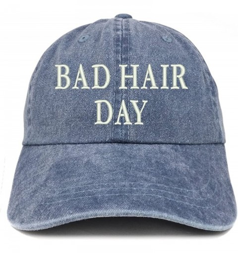 Baseball Caps Bad Hair Day Embroidered 100% Cotton Baseball Cap - Navy - C412GZC1ULV $16.93