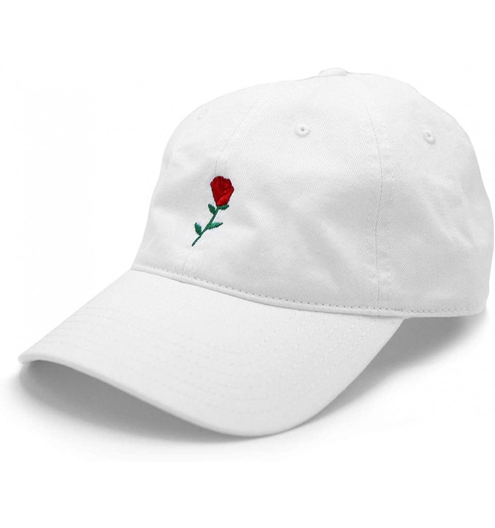 Baseball Caps Mens Embroidered Adjustable Dad Hat - Rose (White) - C518LKQ4INQ $19.24