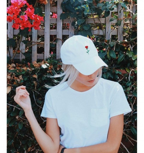 Baseball Caps Mens Embroidered Adjustable Dad Hat - Rose (White) - C518LKQ4INQ $19.24