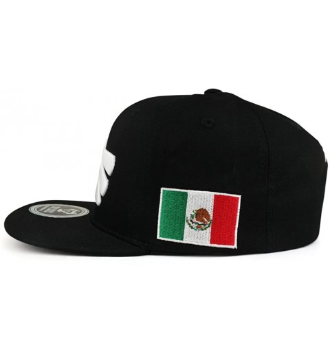 Baseball Caps Hecho En Mexico Eagle 3D Embroidered Flat Bill Snapback Cap - Black White - CN185QAH08Q $16.23