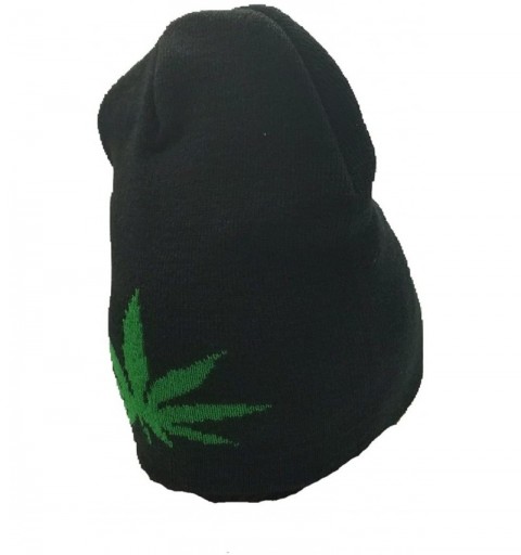 Skullies & Beanies Black Rasta Marijuana Cuffed Weed Leaf Winter Beret Beanie Cap Skull Ski Hat - CG189C0DDOW $7.91