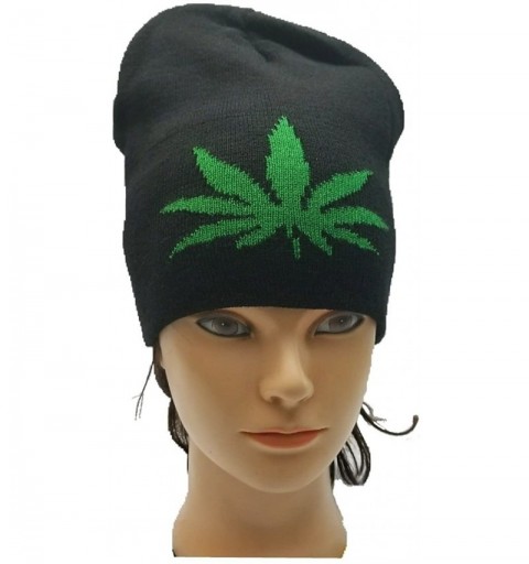Skullies & Beanies Black Rasta Marijuana Cuffed Weed Leaf Winter Beret Beanie Cap Skull Ski Hat - CG189C0DDOW $7.91
