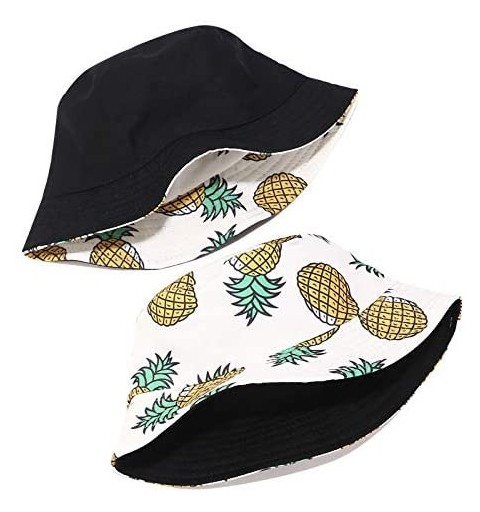 Bucket Hats Bucket Hat for Men and Women Pineapple Printed Classic Cotton Cap Floppy Hat for Safari Holiday Beach Vacation - ...