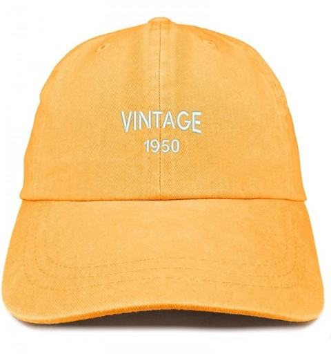Baseball Caps Small Vintage 1950 Embroidered 70th Birthday Washed Pigment Dyed Cap - Mango - CV18C6TONK0 $13.47