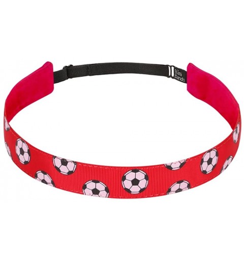 Headbands Non Slip Headbands for Girls - BaniBands Sports Headband - No Slip Band Design - Soccer-red - CJ12LRVFISB $12.26