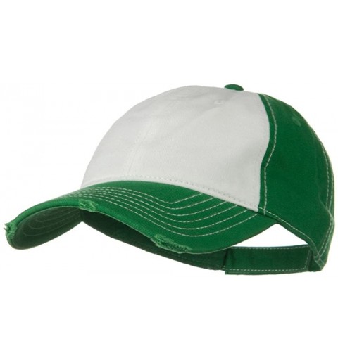 Baseball Caps Superior Garment Washed Cotton Twill Frayed Visor Cap - Kelly White Kelly - C211918DIPX $16.84