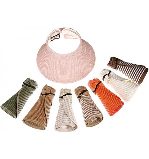Sun Hats Womens Summer Foldable Straw Sun Visor Hat Wide Brim Roll Up Beach Hat Cap Sun Hats with Bow - Army Green - CW18QWS2...