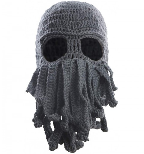 Skullies & Beanies Tentacle Octopus Cthulhu Knit Beanie Hat Caps Beard Halloween Costume Cosplay Mask - Dark Grey - CZ12C3IMF...
