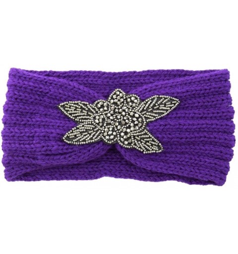 Cold Weather Headbands Chunky Headbands Warmers Crochet - Purple - C8192HM3DMW $14.46