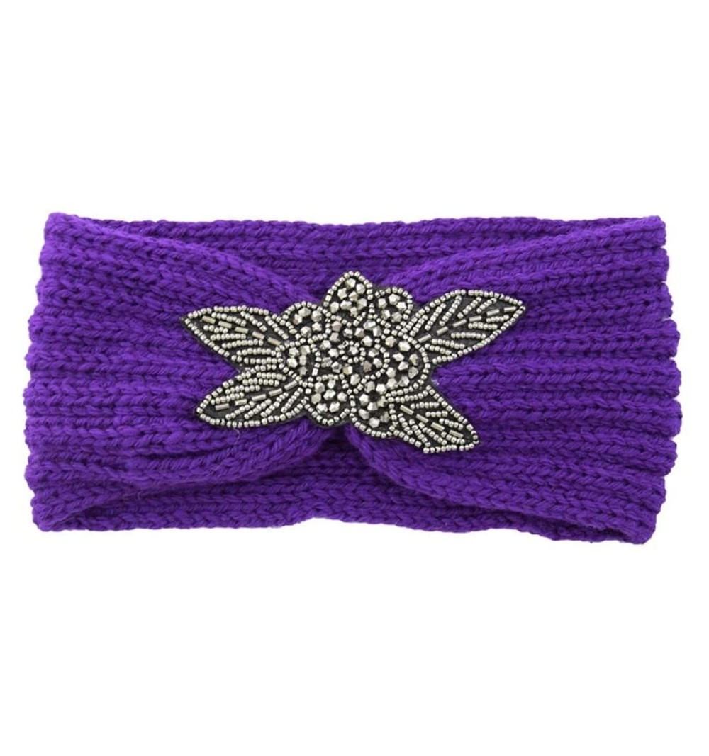 Cold Weather Headbands Chunky Headbands Warmers Crochet - Purple - C8192HM3DMW $7.71