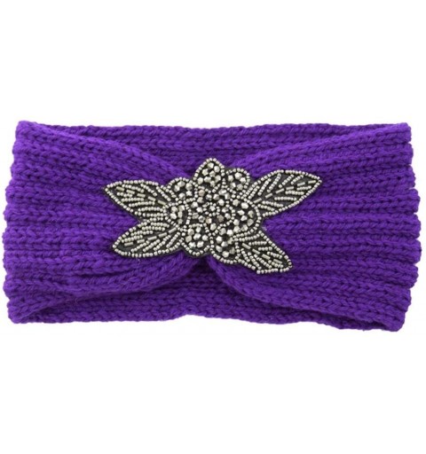 Cold Weather Headbands Chunky Headbands Warmers Crochet - Purple - C8192HM3DMW $7.71