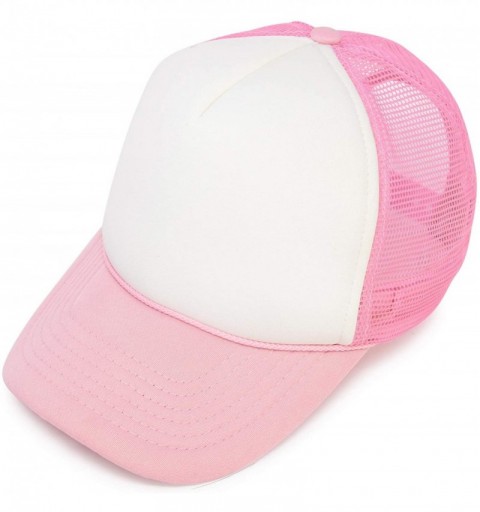 Baseball Caps Youth Mesh Trucker Cap - Adjustable Hat (S- M Sizes) - Light Pink/White - CX182Z59MYY $7.88